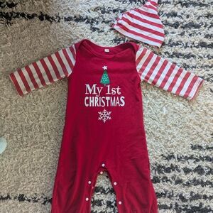 Red 'My 1st Christmas' Kids One Piece